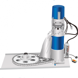 Side-mounted roller shutter motor with chain drive for rolling door systems
