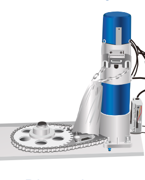 Side-mounted roller shutter motor with chain drive for rolling door systems